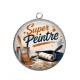 Pendentif Cabochon Argent - super peintre
