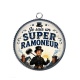 Pendentif Cabochon Argent - je suis un super ramoneur