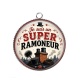 Pendentif Cabochon Argent - je suis un super ramoneur