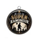 Pendentif Cabochon Argent - je suis un super ramoneur