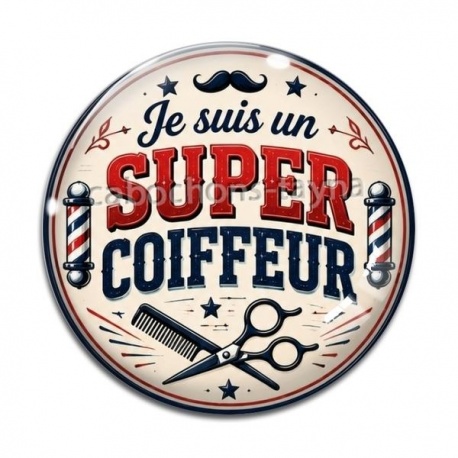 Cabochon Verre - je suis un super coiffeur