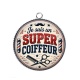 Pendentif Cabochon Argent - je suis un super coiffeur