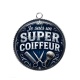 Pendentif Cabochon Argent - je suis un super coiffeur