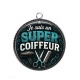 Pendentif Cabochon Argent - je suis un super coiffeur