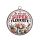 Pendentif Cabochon Argent - je suis une super fleuriste