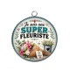 Pendentif Cabochon Argent - je suis une super fleuriste