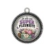 Pendentif Cabochon Argent - je suis une super fleuriste
