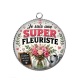 Pendentif Cabochon Argent - je suis une super fleuriste