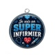 Pendentif Cabochon Argent - je suis un super infirmier