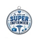 Pendentif Cabochon Argent - je suis un super infirmier