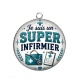 Pendentif Cabochon Argent - je suis un super infirmier