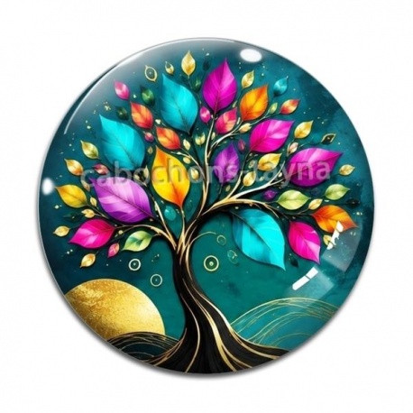 Cabochon Verre - arbre de vie