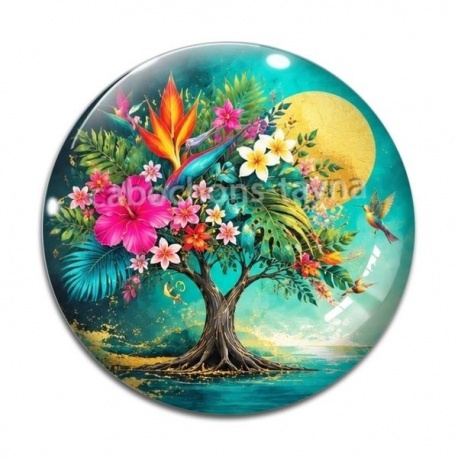 Cabochon Verre - arbre de vie