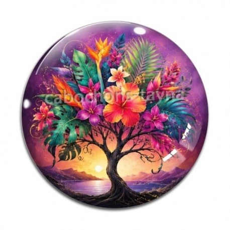 Cabochon Verre - arbre de vie