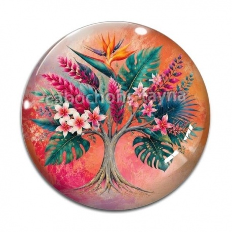 Cabochon Verre - arbre de vie