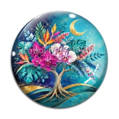 Cabochon Verre - arbre de vie