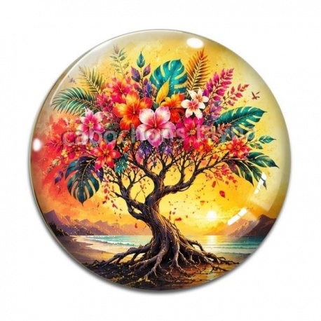 Cabochon Verre - arbre de vie