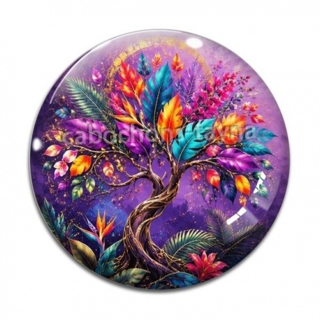 Cabochon Verre - arbre de vie