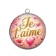 Pendentif Cabochon Argent - je t'aime