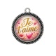 Pendentif Cabochon Argent - je t'aime