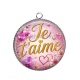 Pendentif Cabochon Argent - je t'aime