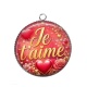 Pendentif Cabochon Argent - je t'aime