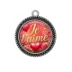 Pendentif Cabochon Argent - je t'aime