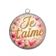 Pendentif Cabochon Argent - je t'aime