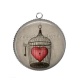 Pendentif Cabochon Argent - coeur cage