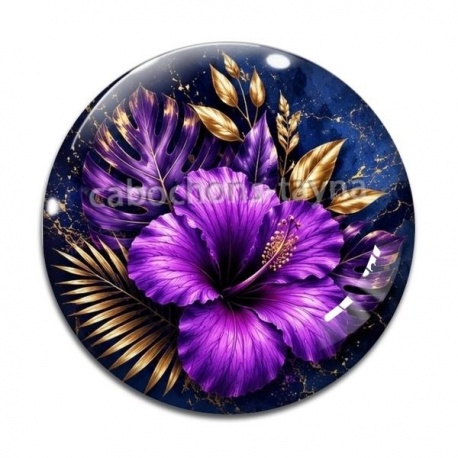 Cabochon Verre - fleur exotique