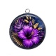 Pendentif Cabochon Argent - fleur exotique