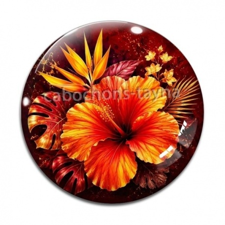 Cabochon Verre - fleur exotique