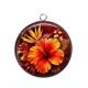 Pendentif Cabochon Argent - fleur exotique