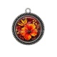 Pendentif Cabochon Argent - fleur exotique