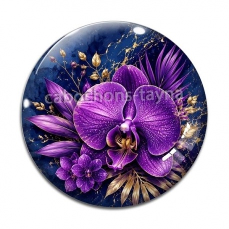 Cabochon Verre - fleur exotique