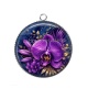 Pendentif Cabochon Argent - fleur exotique