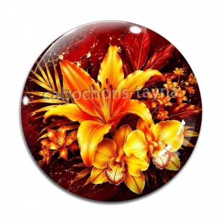 Cabochon Verre - fleur exotique