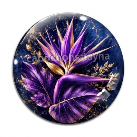 Cabochon Verre - fleur exotique