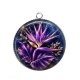 Pendentif Cabochon Argent - fleur exotique