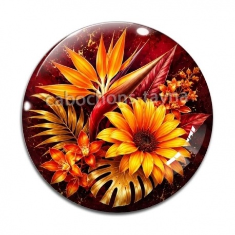 Cabochon Verre - fleur exotique