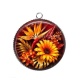 Pendentif Cabochon Argent - fleur exotique