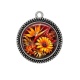 Pendentif Cabochon Argent - fleur exotique