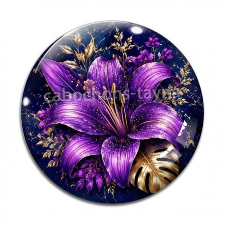 Cabochon Verre - fleur exotique