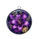Pendentif Cabochon Argent - fleur exotique