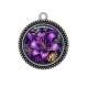 Pendentif Cabochon Argent - fleur exotique