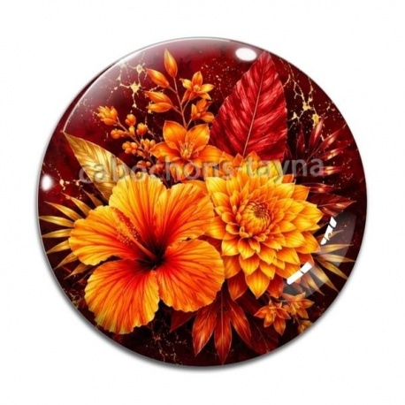 Cabochon Verre - fleur exotique