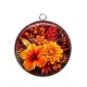 Pendentif Cabochon Argent - fleur exotique