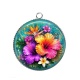 Pendentif Cabochon Argent - fleur exotique