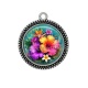 Pendentif Cabochon Argent - fleur exotique
