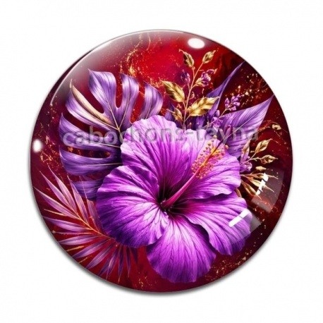 Cabochon Verre - fleur exotique